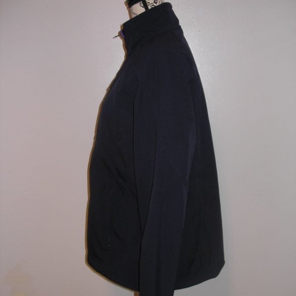 Kirkland Womens Large Navy Jacket Coat Full Zip Pockets Purple Fleece Lined Fit - Picture 4 of 13